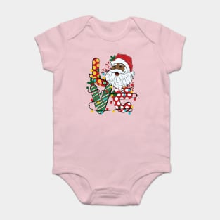 Love Black Santa Christmas Baby Bodysuit